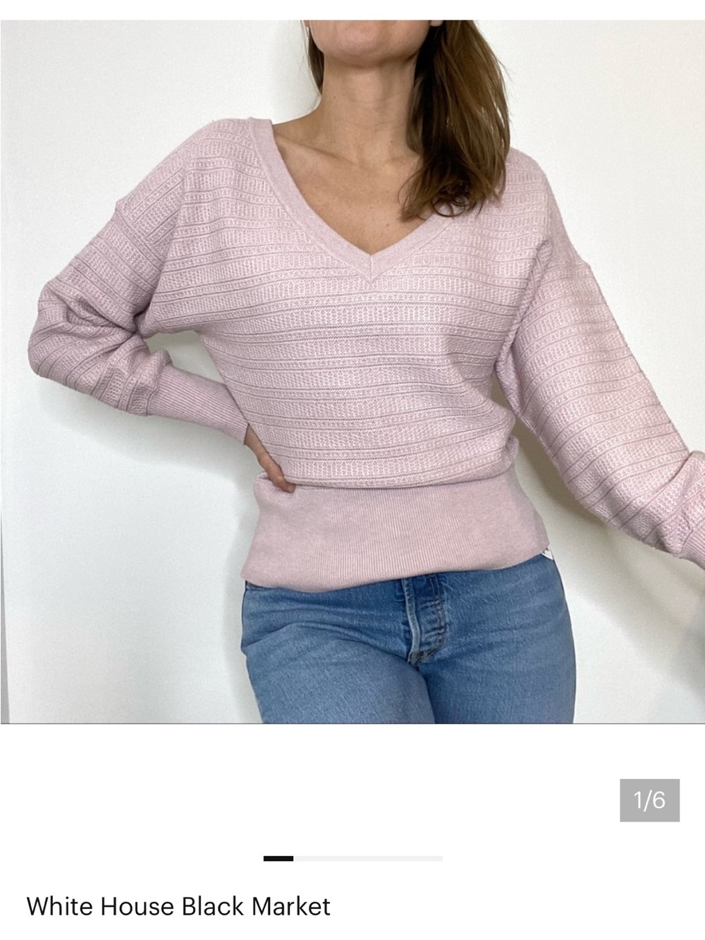 WHBM lavender cottage rose v-neck knit sweater small NWT